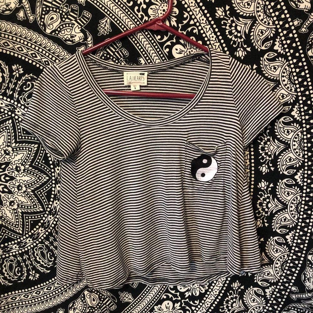 Yin Yang Striped Crop Tee